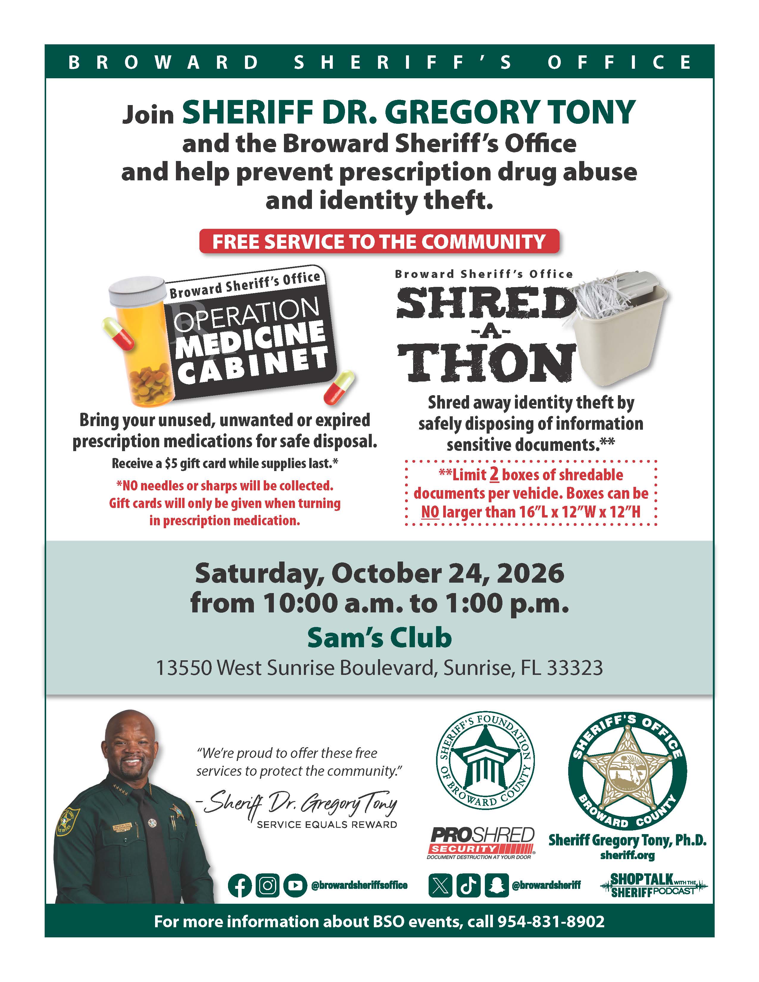 Operation Medicine Cabinet/Shred-A-Thon in Sunrise Flyer